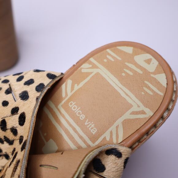 DOLCE VITA Luci Leopard Calf Hair Lace Up Sandal Crisscross Strap Women's 6 - Picture 11 of 11